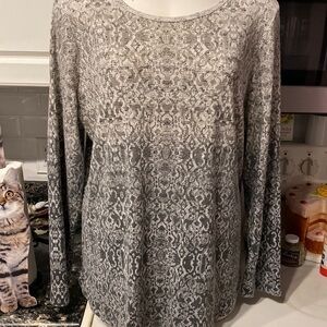 J womens Li Claiborne casual stretch long sleeve plus size top 2X